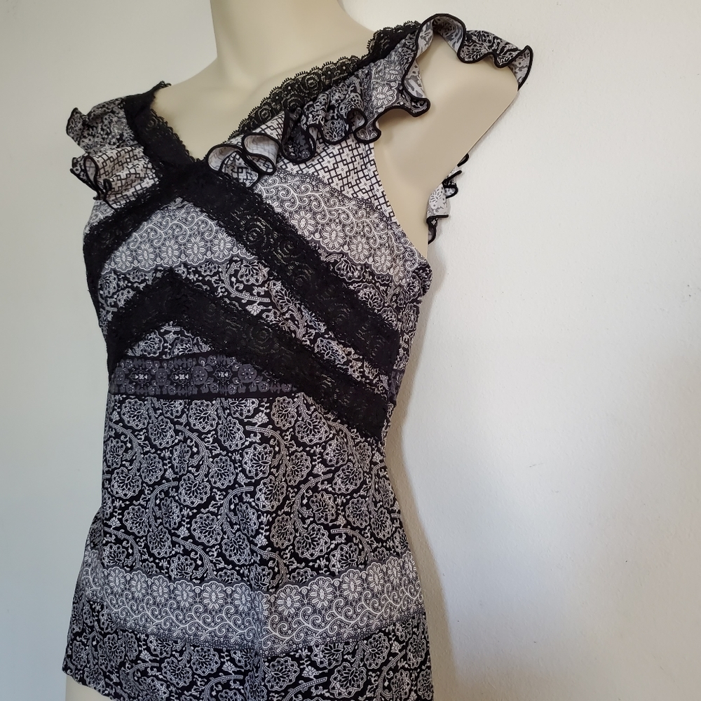 BISOU BISOU MICHELE BOHBOT Lace & Ruffled Top - Picture 2 of 6